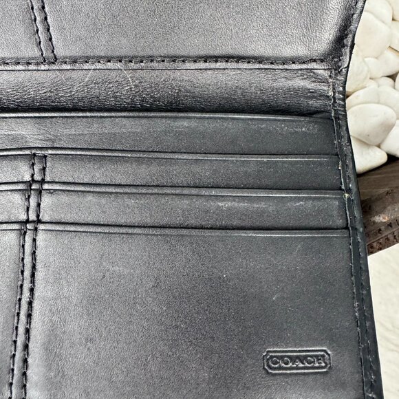 Coach Soho pleated signature Leather trifold Black and Gray check Wallet - Picture 5 of 10